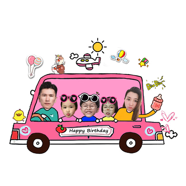 Five Person Cartoon Design Keychain & Magnet