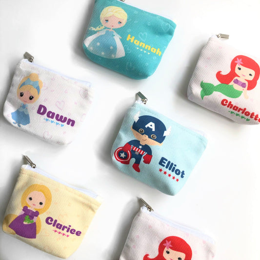 Personalized Disney Princess and Super Heros Zipper Pouch