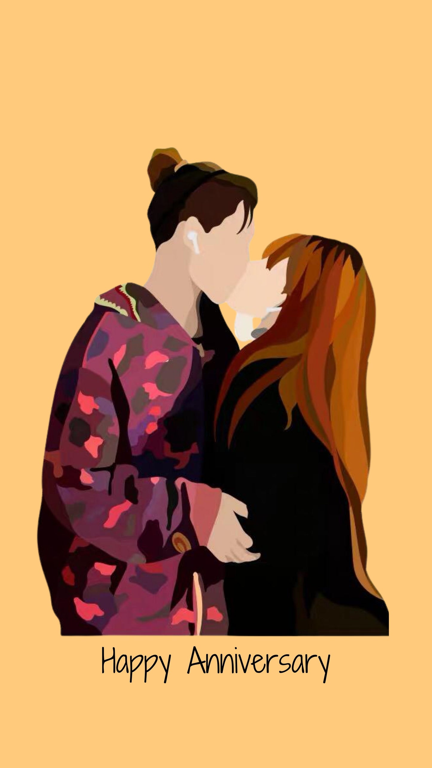 Minimalist Faceless Portrait Personalized Drawing Couple Friends Family Anniversary
