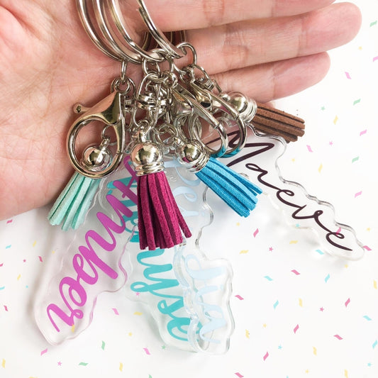 Personalised Name Key Ring With Tassel
