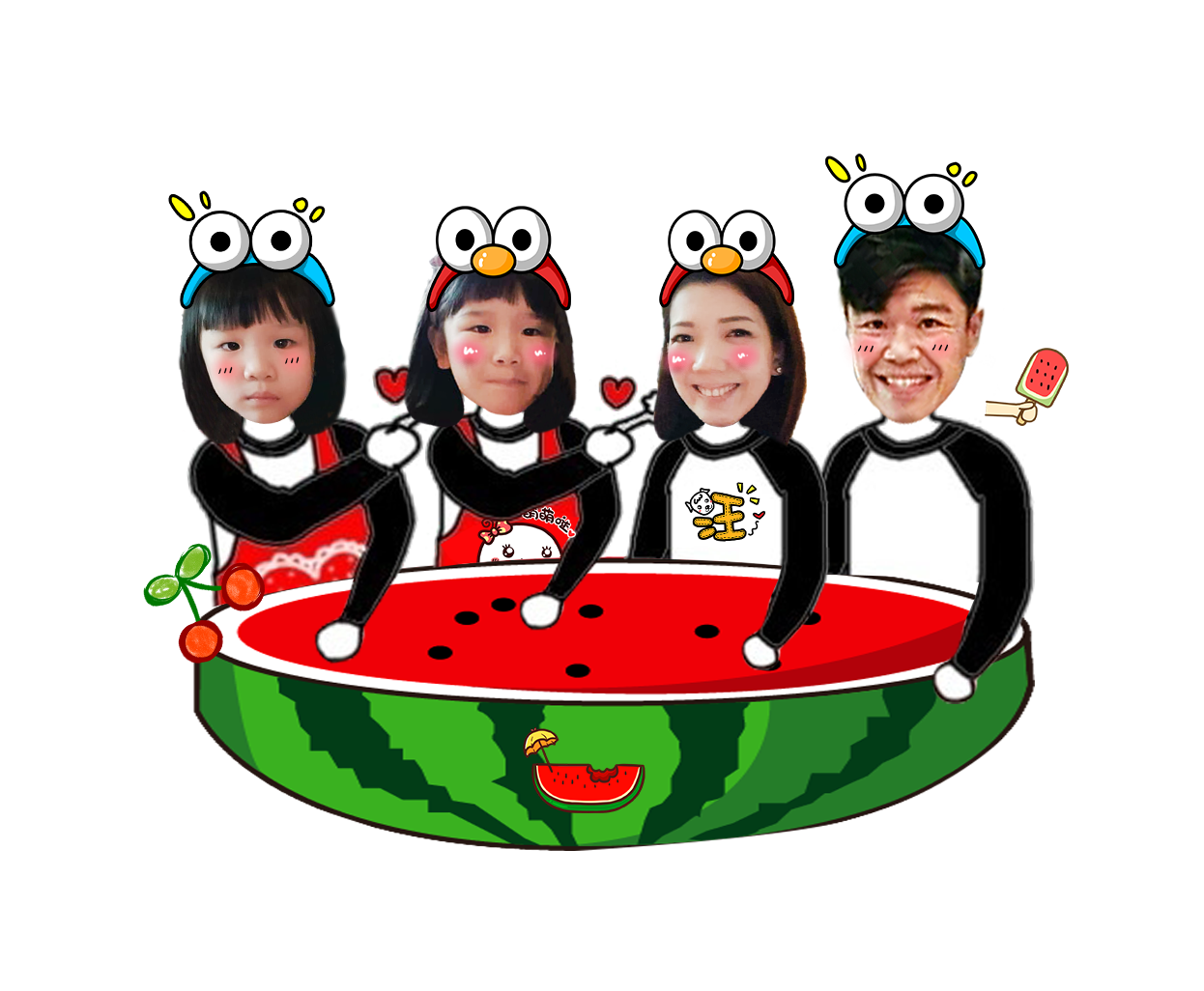 Four Person Cartoon Design Keychain and Magnet