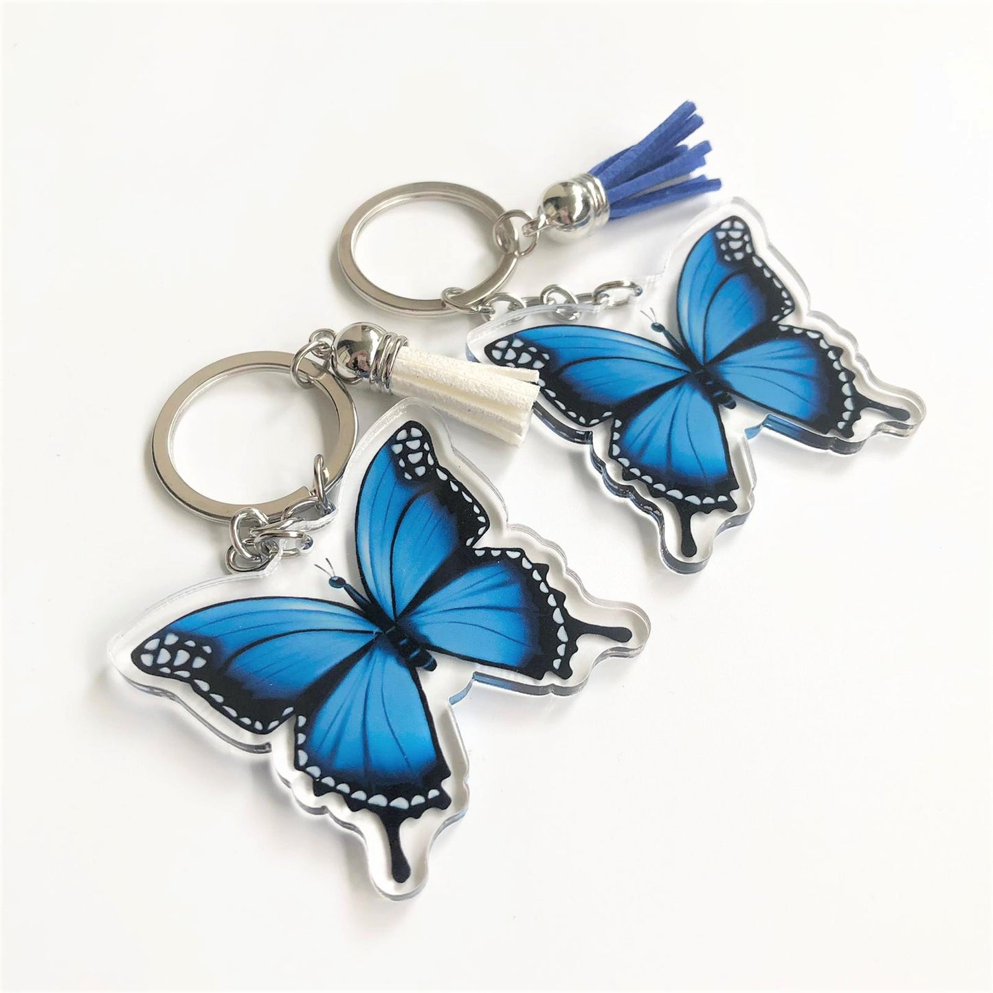 Monarch Butterfly Acrylic Keychain With Faux Tassel