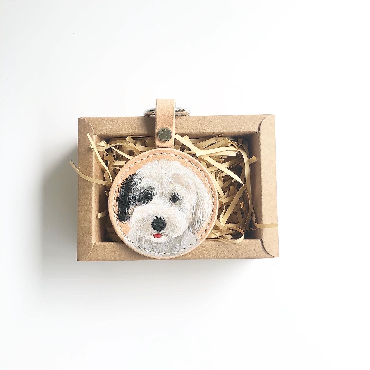 Hand-painted Pets Portrait on Leather Key Ring