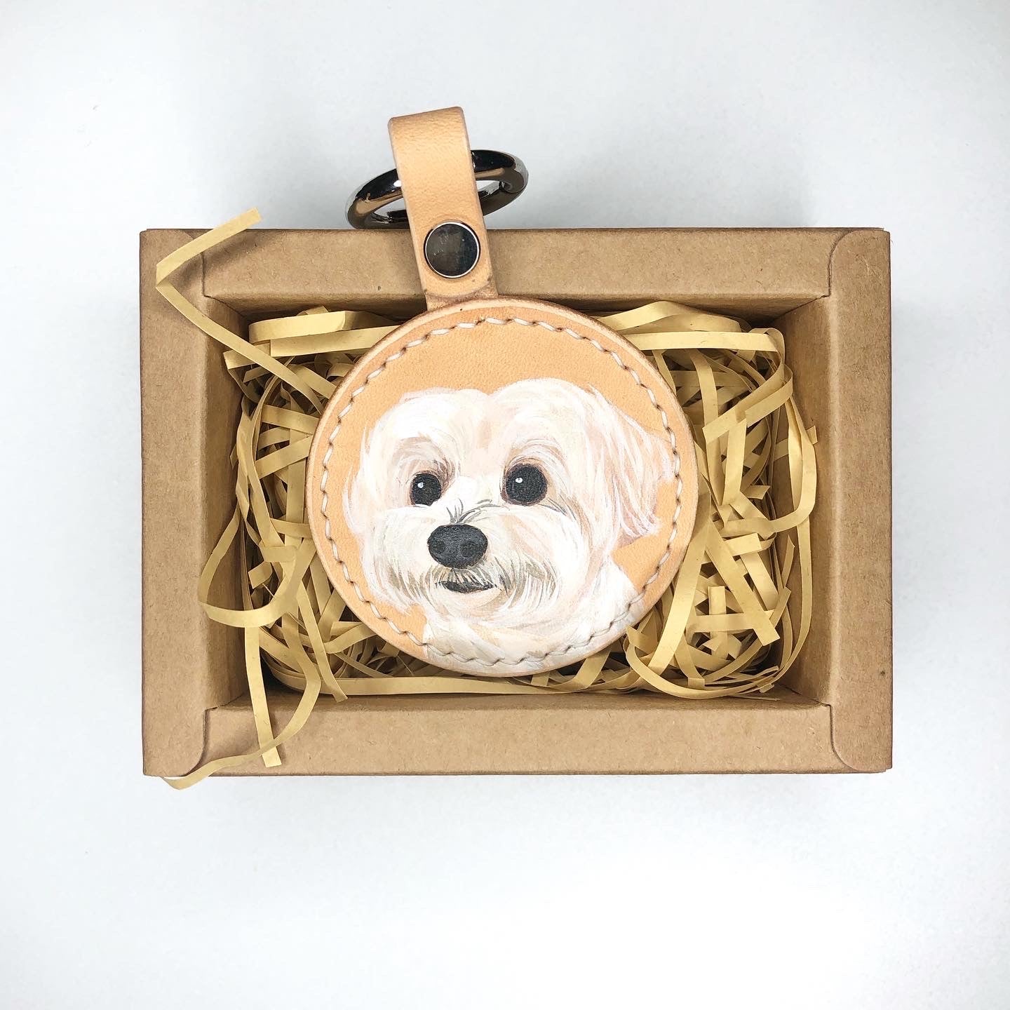 Hand-painted Pets Portrait on Leather Key Ring