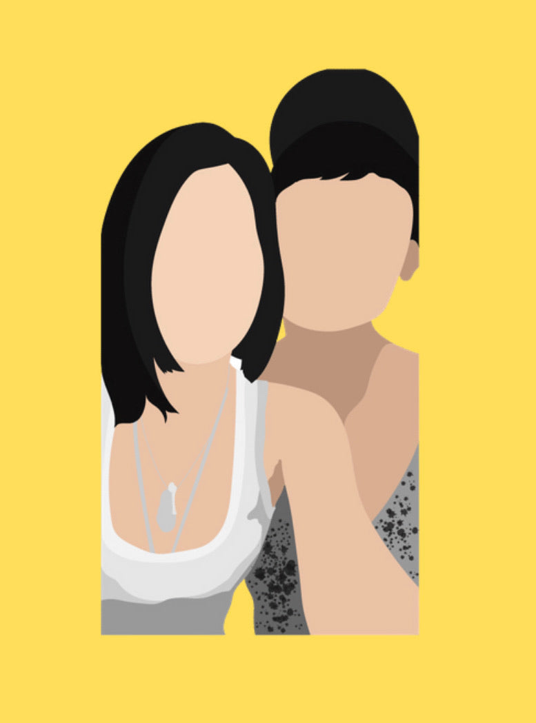 Minimalist Faceless Portrait Personalized Drawing Couple Friends Family Anniversary