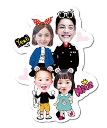 Four Person Cartoon Design Keychain and Magnet