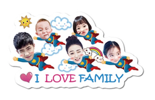 Four Person Cartoon Design Keychain and Magnet