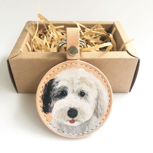 Hand-painted Pets Portrait on Leather Key Ring