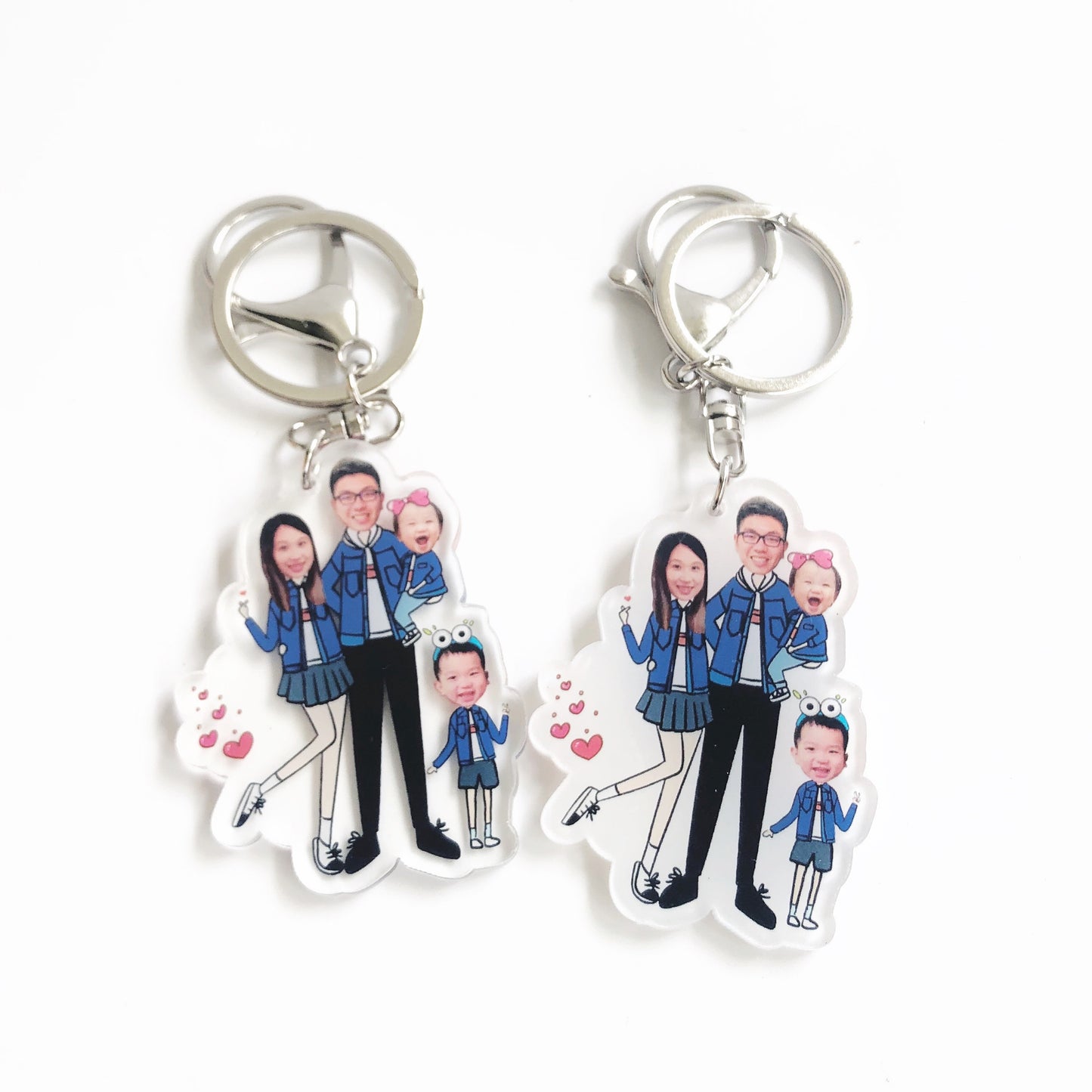 Four Person Cartoon Design Keychain and Magnet